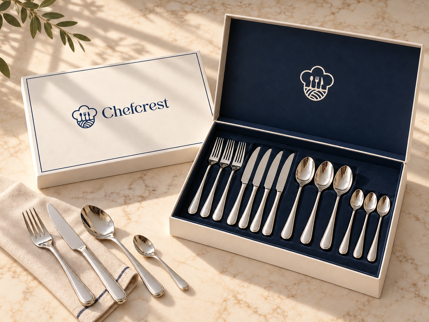 Chefcrest cutlery set in premium branded packaging